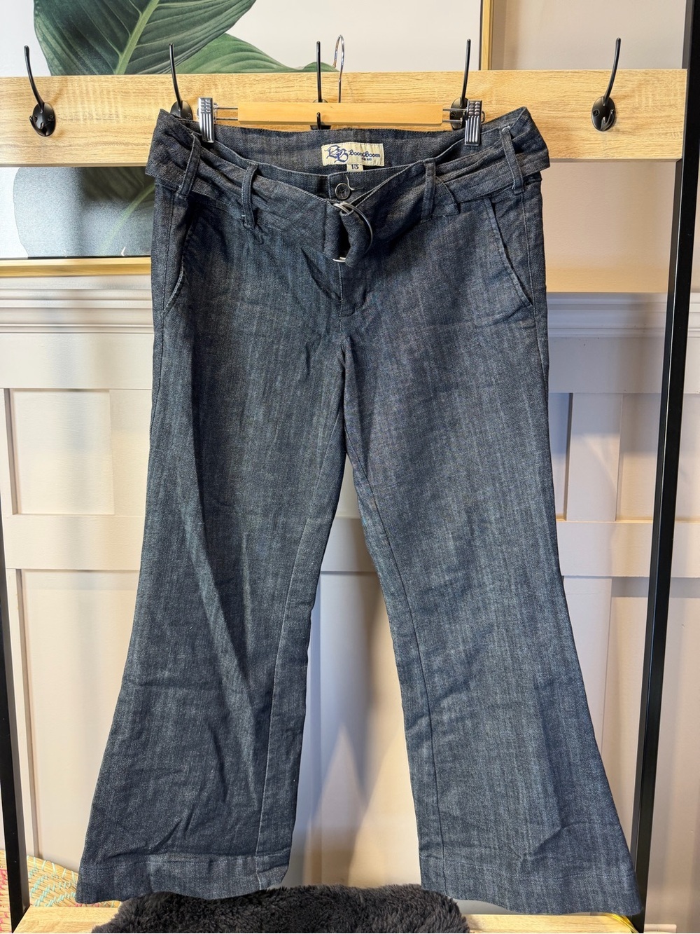 Boom Boom Jeans Dark Blue Denim Wide-Leg Pants with Ring Detail Size 15